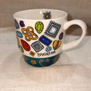 Brighton Mug Gemstone Enamel Design White Teal‎ Coffee Cup